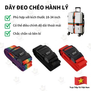 Dây đai hành lý khóa số du lịch, dây cố định vali có thể điều chỉnh chống thất lạc, an toàn tiện lợi
