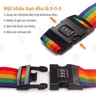 Dây đai hành lý khóa số du lịch, dây cố định vali có thể điều chỉnh chống thất lạc, an toàn tiện lợi