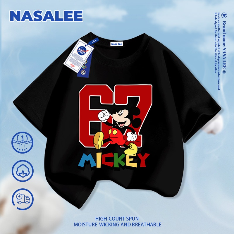 [Giao hàng 24 giờ] NASA Mickey 67 In Hình Trẻ Em Ngắn Tay Cotton Nguyên Chất Loại A Bé Trai Bé Gái Mùa Hè Phong Cách Mới Dạo Phố Áo Thun