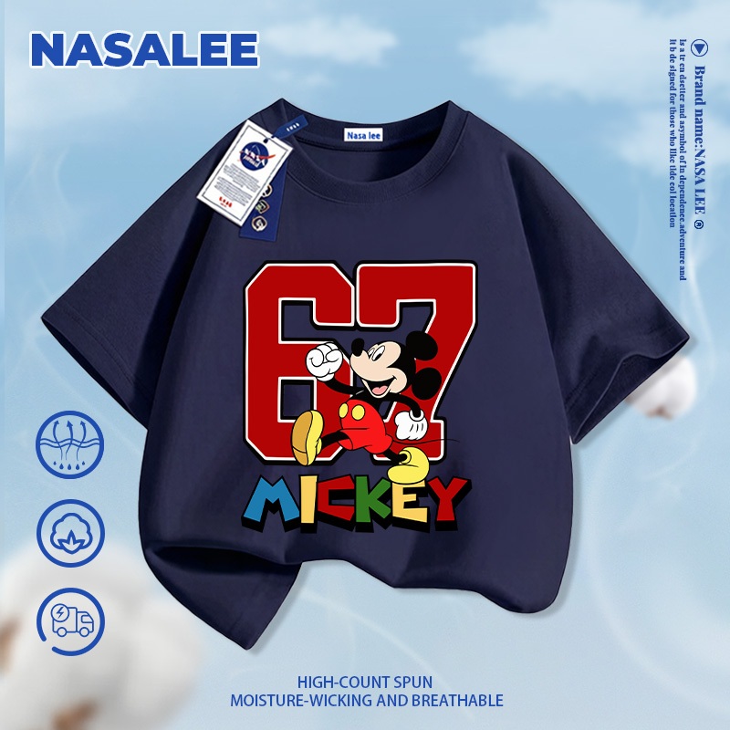 [Giao hàng 24 giờ] NASA Mickey 67 In Hình Trẻ Em Ngắn Tay Cotton Nguyên Chất Loại A Bé Trai Bé Gái Mùa Hè Phong Cách Mới Dạo Phố Áo Thun