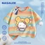 Mũ đội đầu hình gấu Hello Kitty in hình trẻ em ngắn tay Cotton nguyên chất loại A cho bé trai bé gái mùa hè Áo thun mặc đường phố phong cách mới