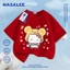 Mũ đội đầu hình gấu Hello Kitty in hình trẻ em ngắn tay Cotton nguyên chất loại A cho bé trai bé gái mùa hè Áo thun mặc đường phố phong cách mới