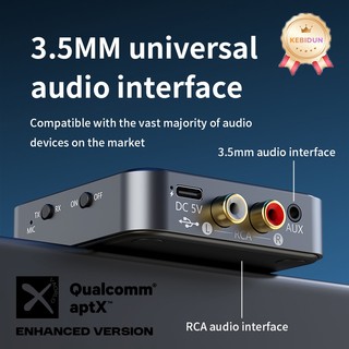 Bộ thu âm thanh 2in1 AptX HD Bluetooth 6.0 mới 3.5MM AUX RCA aptX-Aaptive AD / HD / LL AAC Bộ chuyển đổi không dây HiFi đa điểm Mic
