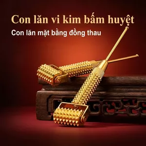 Con Lăn Massage Mặt Bằng Đồng Thau Nguyên Chất, Dụng Cụ Lăn Mặt Nâng Cơ, Chống Lão Hóa Da, Làm Săn Chắc Da Chảy Xệ, Giảm Nếp Nhăn, Dụng Cụ Làm Đẹp Cao Cấp