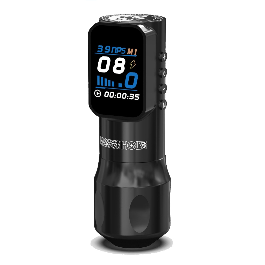 Súng xăm không dây Wormhole 1500mAh Hợp kim nhôm có chế độ làm việc chấm cho nghệ sĩ xăm hình chuyên nghiệp