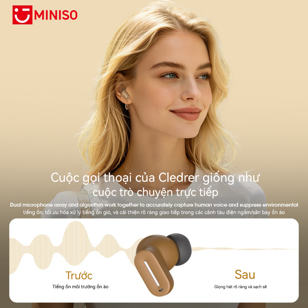 MINISO MS132 Tai nghe Bluetooth True Wireless  Bluetooth 6.0, độ trễ cực thấp, công nghệ chống ồn chủ động ENC. | BigBuy360 - bigbuy360.vn