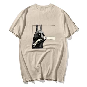 Ngộ nghĩnh Sinh Vật Cắn Tay Áo Động Vật Người Yêu Áo Thun Cổ Tròn Cotton Tay Ngắn Áo Thun Người Quần Áo Dạo Phố Rời Tee