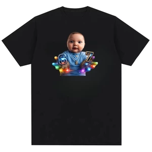 Gloving Niche Baby 67 Six or Seven Hand Funny Ai Baby Meme Áo thun Cotton nguyên chất in hình nam