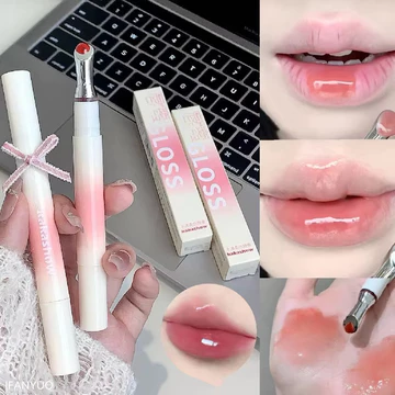 Bàn Chải Kim Loại Đầu Bóng Serum Lip Glaze Ice Diamond Mirror Lip Gloss Plumping Son Môi Dưỡng Ẩm Tinh Chất Thạch Son Tint Trang Điểm