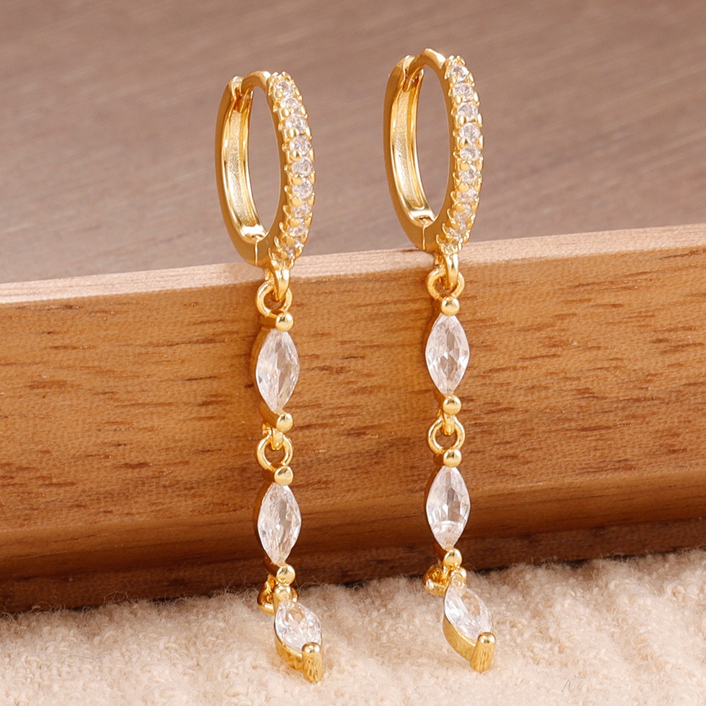 Bông Tai Đính Đá Zircon Phong Cách Hàn Quốc Thanh Lịch Cho Nữ