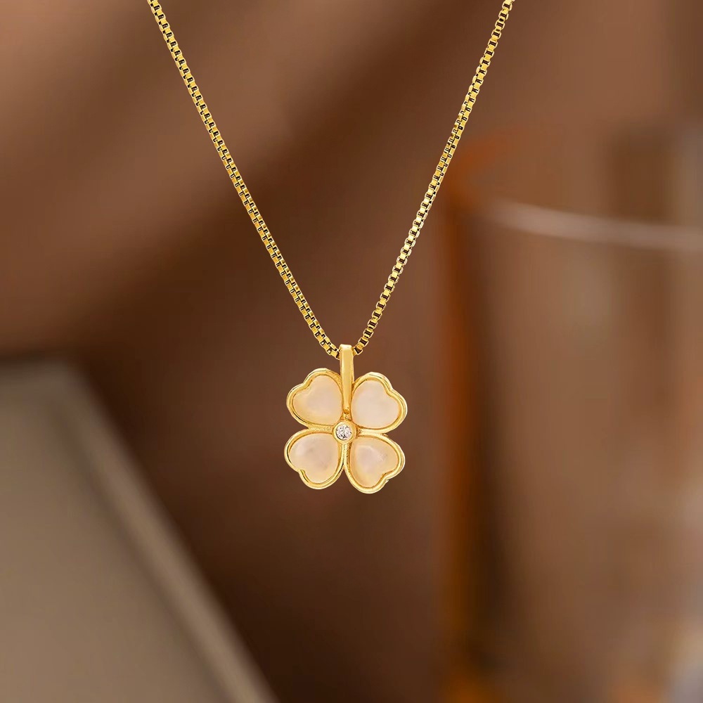 Dây Chuyền Opal Hình Trái Tim Mạ 14K Thanh Lịch Cho Nữ