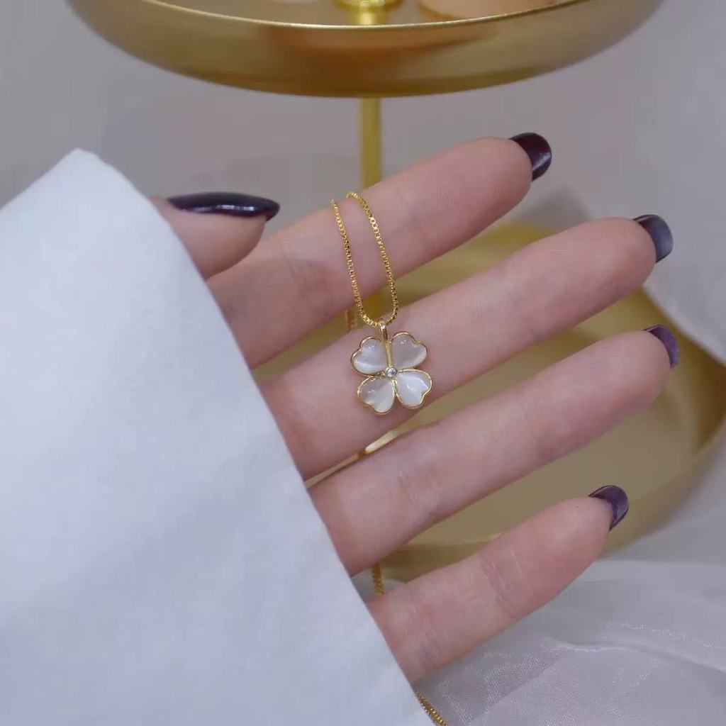 Dây Chuyền Opal Hình Trái Tim Mạ 14K Thanh Lịch Cho Nữ
