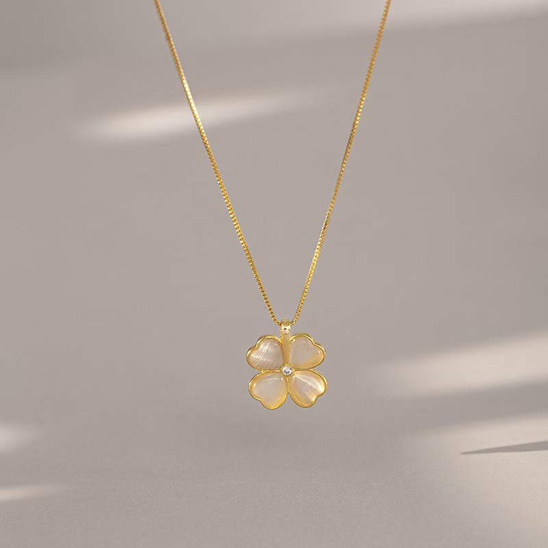 Dây Chuyền Opal Hình Trái Tim Mạ 14K Thanh Lịch Cho Nữ
