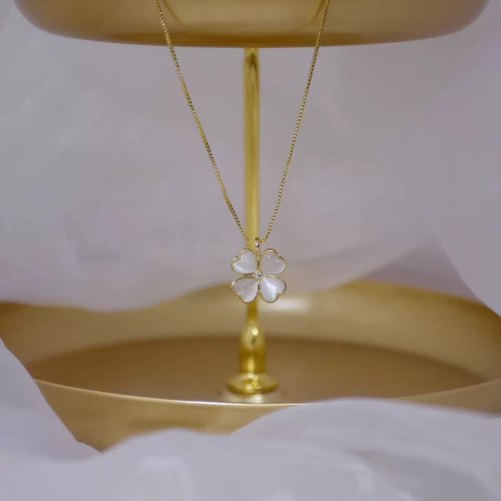 Dây Chuyền Opal Hình Trái Tim Mạ 14K Thanh Lịch Cho Nữ