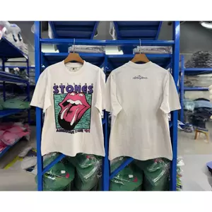 Quá Khổ Vintage Lưỡi In Áo Thun Nữ Tay Ngắn Nam Nữ Cotton Ban Nhạc Rock Tee