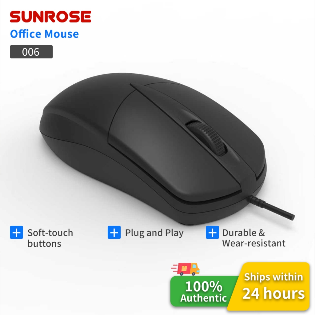 SUNROSE 006 Chuột có dây, Độ chính xác cao 1000 DPI, Thiết kế tiện dụng, Mouse có dây, Plug & Play, Chuột gaming, Cáp 1.45m, Tương thích với Windows / Mac / Android Chuột máy tính