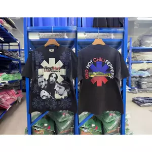 Vintage Rửa Đen Quá Khổ Áo Thun Retro Ban Nhạc Chân Dung In Hình Trước Và Sau Đồ Họa Dạo Phố Unisex Tay Ngắn Tee