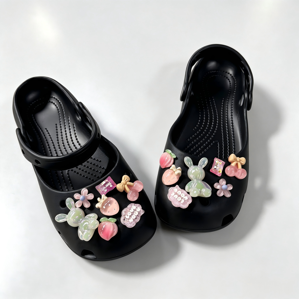 Phụ Nữ Bé Gái Tắc Sandal Giày DIY Quyến Rũ Phong Cách Dễ Thương Thỏ Hồng Mặt Dây Chuyền Nút Lỗ Giày Trang Trí Bộ Phụ Kiện Quà Tặng