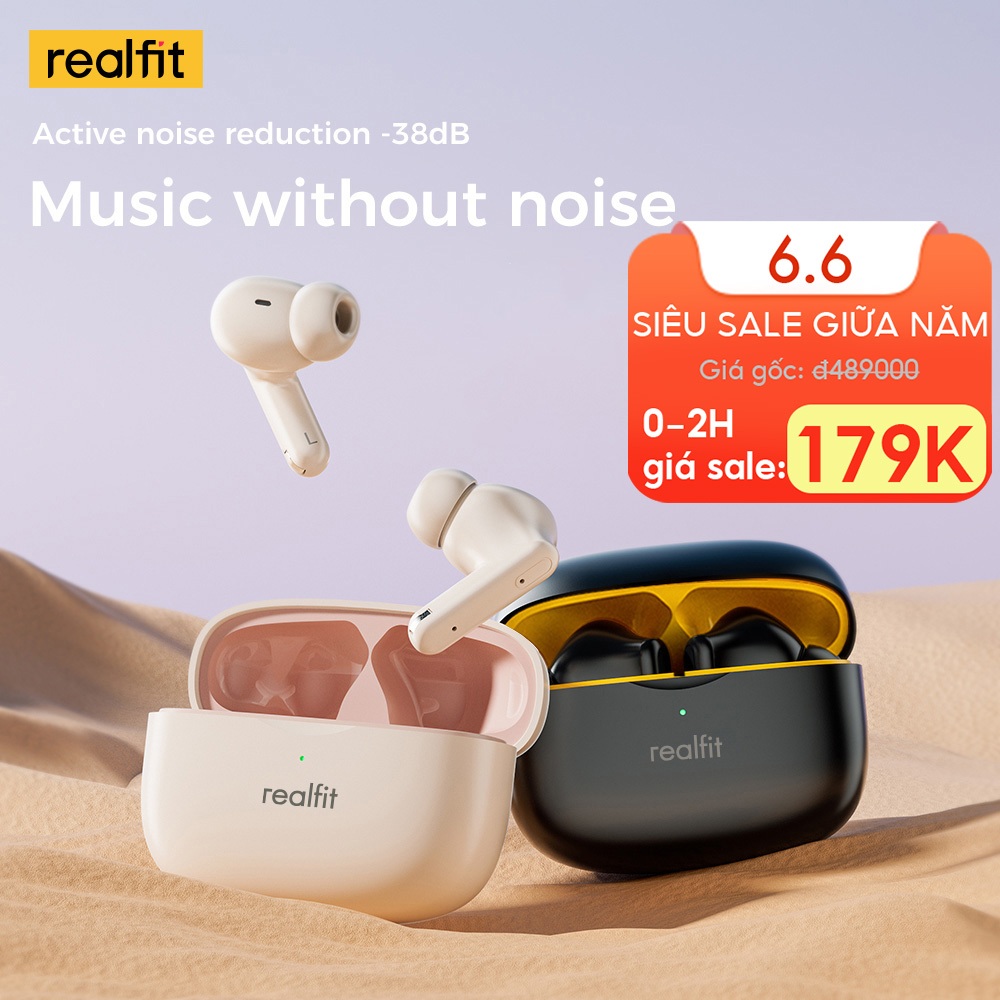 Tai Nghe Bluetooth Realfit F3 Tai Nghe Thể Thao Khử Tiếng Ồn -38db 360° Âm Thanh Không Gian Bass Tốt