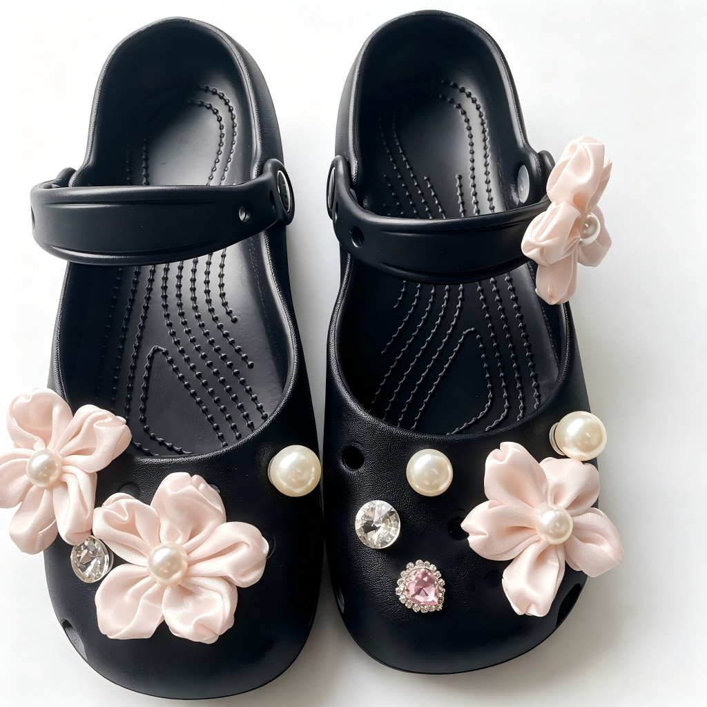 Phụ Nữ Bé Gái Tắc Sandal Giày DIY Quyến Rũ Phong Cách Dễ Thương Hoa Hồng Mặt Dây Chuyền Nút Lỗ Giày Trang Trí Bộ Phụ Kiện Quà Tặng
