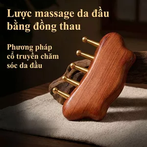 Lược Massage Đầu Bằng Đồng Thau Nguyên Chất, Dụng Cụ Bấm Huyệt Thông Kinh Lạc, Kích Thích Lưu Thông Khí Huyết, Hỗ Trợ Thư Giãn Tinh Thần, Quà Tặng Sức Khỏe Gia Đình