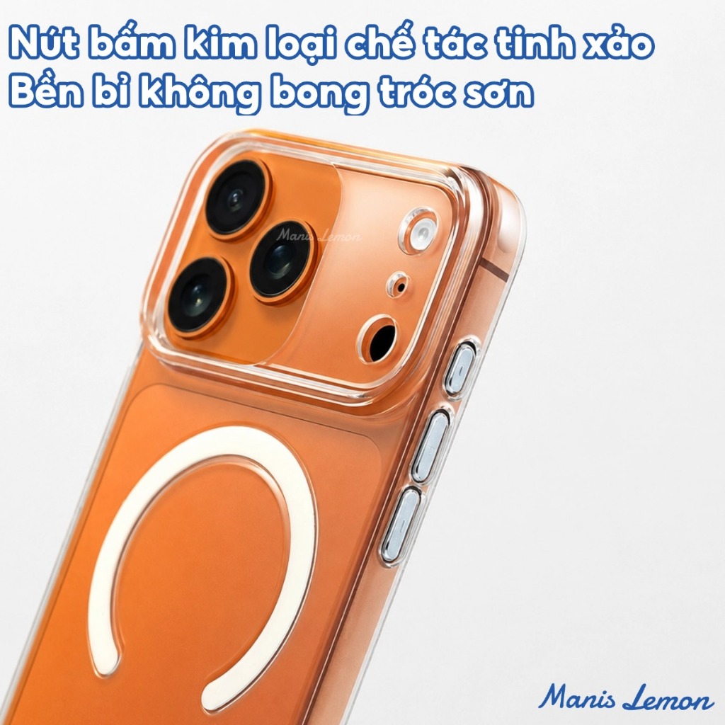 Manis Lemon Ốp Lưng Trong Suốt Vĩnh Viễn Không Ố Vàng Kèm Bảo Vệ Camera cho iPhone 17 Pro Max 16 15 14 13