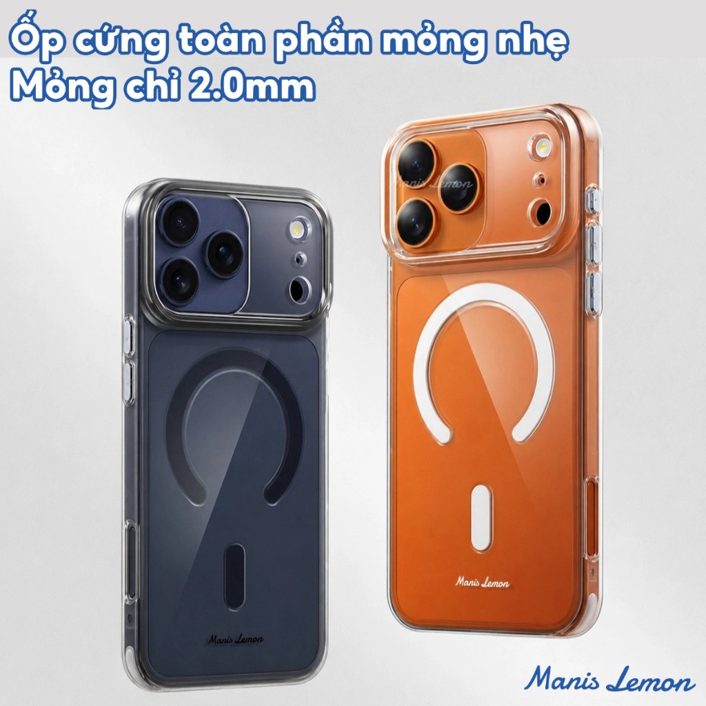 Manis Lemon Ốp Lưng Trong Suốt Vĩnh Viễn Không Ố Vàng Kèm Bảo Vệ Camera cho iPhone 17 Pro Max 16 15 14 13