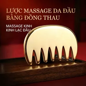 Lược Massage Đầu Thư Giãn Bằng Đồng Thau Cao Cấp, Công Cụ Massage Da Đầu Giảm Căng Thẳng, Giảm Mệt Mỏi, Thư Giãn Toàn Thân, Dụng Cụ SPA Tại Nhà