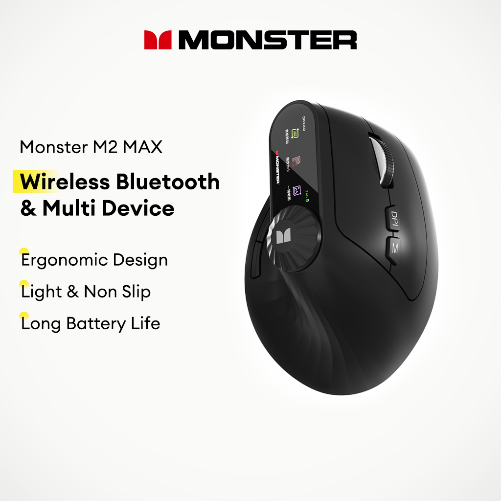 Monster M2 MAX Chuột Bluetooth Không Dây Chống Trơn Trượt Thiết Kế Công Thái Học Ánh Sáng Đa Thiết Bị Tương Thích Tuổi Thọ Pin Dài