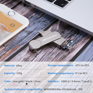 Điện thoại di động u Disk Ba trong Một Thích hợp cho Apple Type-C Dung lượng lớn usb3.0 Đĩa lưu trữ Flash tốc độ cao otg Thẻ nhớ ngoài