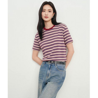 Áo thun sọc Burgundy & Cream: Thoải mái vừa vặn, thoải mái trong ngày, ý tưởng trang phục bất tận