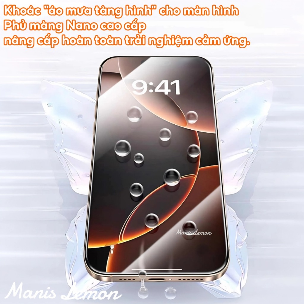 Kính cường lực Manis Lemon Khung định vị Full màn viền đen Tương thích cho iPhone 17 16 15 14 13 Pro Max Plus Air