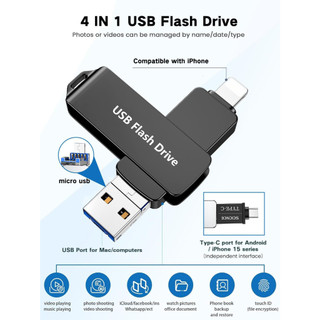 Ổ đĩa flash 1TB 3 trong 1 Thích hợp cho Apple USB3.0 Bộ nhớ tốc độ cao Ổ đĩa flash kim loại