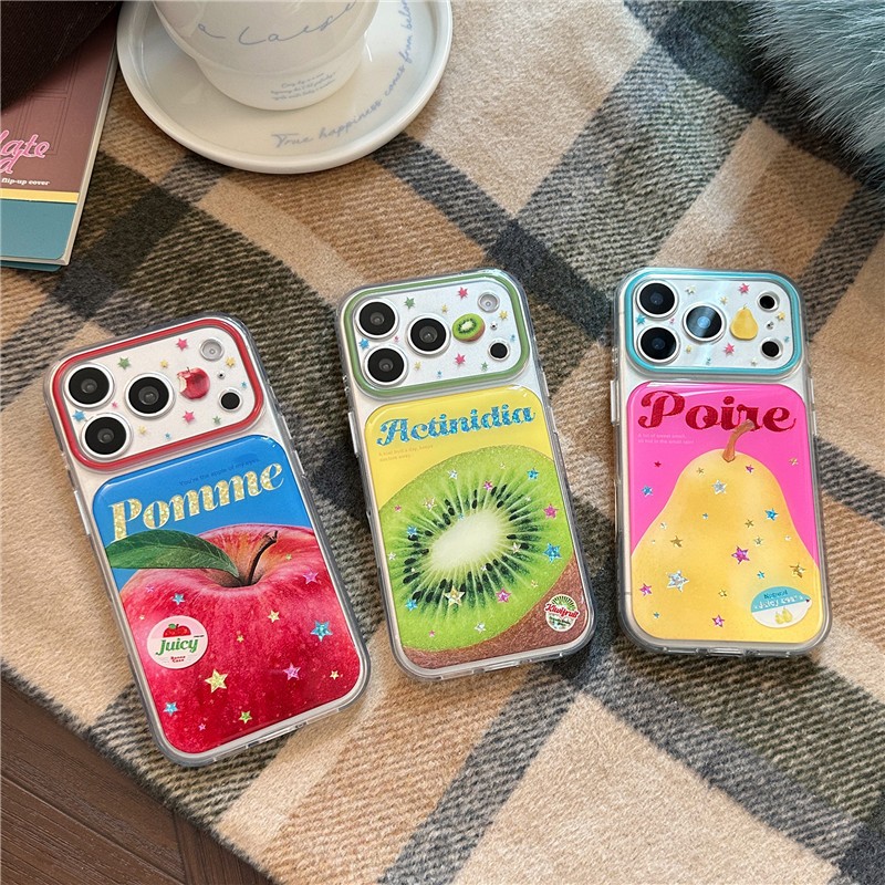 IPhone 17 Pro Max Họa tiết hoa quả mạ vàng Nhúng trong vỏ điện thoại chất liệu keo