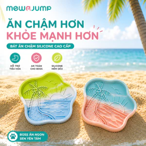 Bát ăn chậm bằng silicon đảo nhiệt đới MewaJump cho chó mèo, cho ăn vui nhộn & tiêu hóa lành mạnh