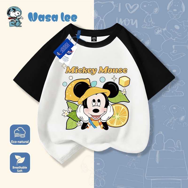 Áo Thun Mickey Mouse Bé Trai Cotton Mềm Mại Họa Tiết Trái Cây Hè 2026