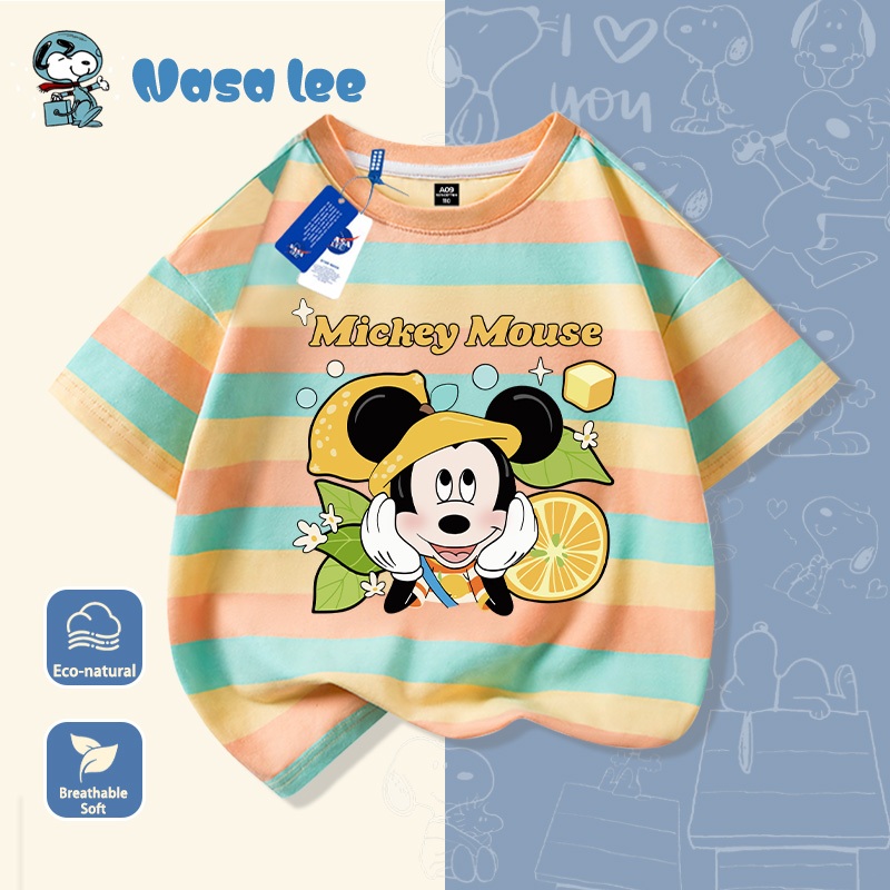 Áo Thun Mickey Mouse Bé Trai Cotton Mềm Mại Họa Tiết Trái Cây Hè 2026