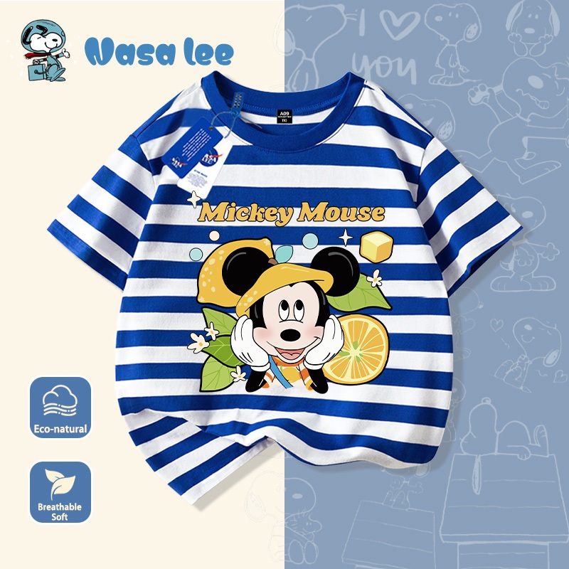 Áo Thun Mickey Mouse Bé Trai Cotton Mềm Mại Họa Tiết Trái Cây Hè 2026