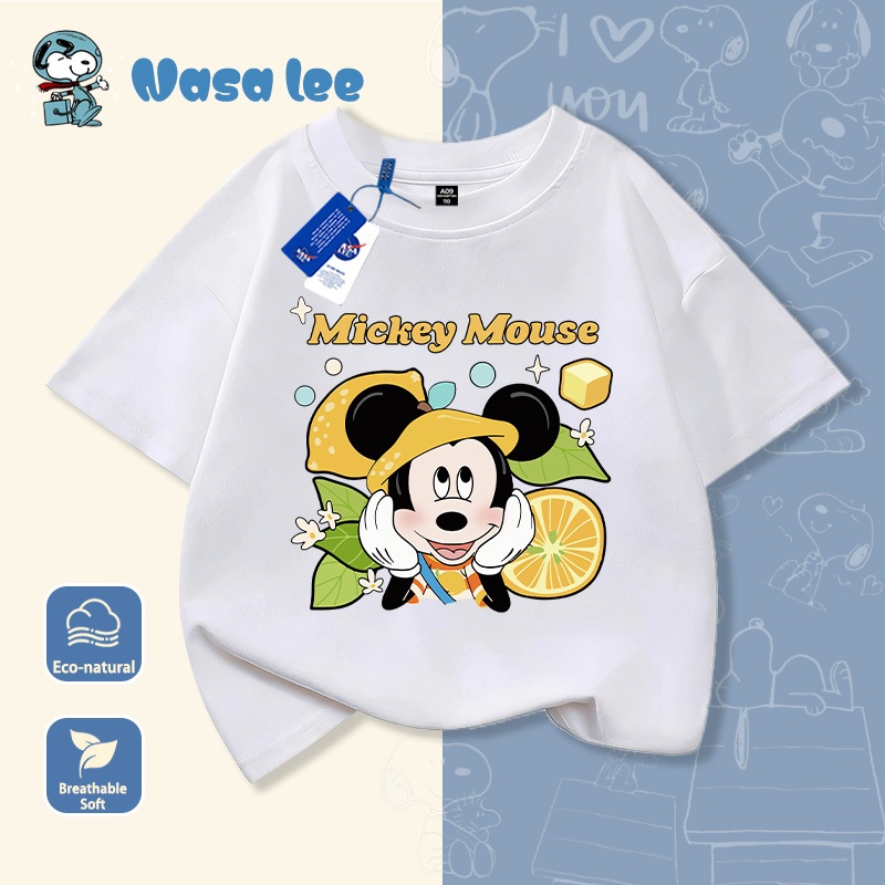 Áo Thun Mickey Mouse Bé Trai Cotton Mềm Mại Họa Tiết Trái Cây Hè 2026
