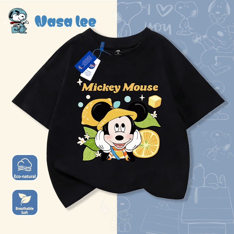 Áo Thun Mickey Mouse Bé Trai Cotton Mềm Mại Họa Tiết Trái Cây Hè 2026