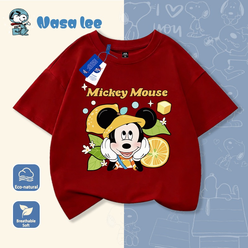 Áo Thun Mickey Mouse Bé Trai Cotton Mềm Mại Họa Tiết Trái Cây Hè 2026