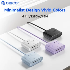 Dải nguồn 6 trong 1 ORICO UK 3250W | Ổ cắm 2UK + 2USB-A 22.5W + 2USB-C 25W Sạc nhanh Dây nối dài máy tính để bàn Mini 1.6M Di động Đa phích cắm bảo vệ chống sét
