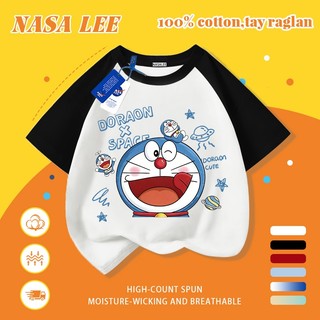 [Giao hàng trong ngày] Áo thun Cotton nguyên chất màu đen trắng cho trẻ em NASA Áo thun Cotton thoáng khí hoạt hình Dingdong Cat In hợp thời trang 3-16 tuổi Bé trai bé gái tay ngắn thông thường