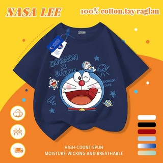 [Giao hàng trong ngày] Áo thun Cotton nguyên chất màu đen trắng cho trẻ em NASA Áo thun Cotton thoáng khí hoạt hình Dingdong Cat In hợp thời trang 3-16 tuổi Bé trai bé gái tay ngắn thông thường