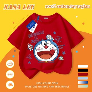 [Giao hàng trong ngày] Áo thun Cotton nguyên chất màu đen trắng cho trẻ em NASA Áo thun Cotton thoáng khí hoạt hình Dingdong Cat In hợp thời trang 3-16 tuổi Bé trai bé gái tay ngắn thông thường