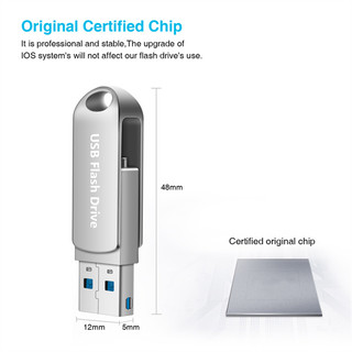 Ổ đĩa flash 2 trong 1 đa năng USB Tương thích với iPhone, iPad, iOS và PC / OTG Memory Stick, Giải pháp lưu trữ USB cho Mac, Ổ đĩa flash di động Thiết bị lưu trữ kim loại tốc độ cao 1TB