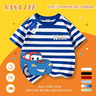 [Giao hàng trong ngày] Áo thun Cotton nguyên chất màu trắng cho trẻ em NASA Áo thun Cotton thoáng khí hoạt hình in xu hướng xe hơi 3-16 tuổi bé trai bé gái tay ngắn thông thường