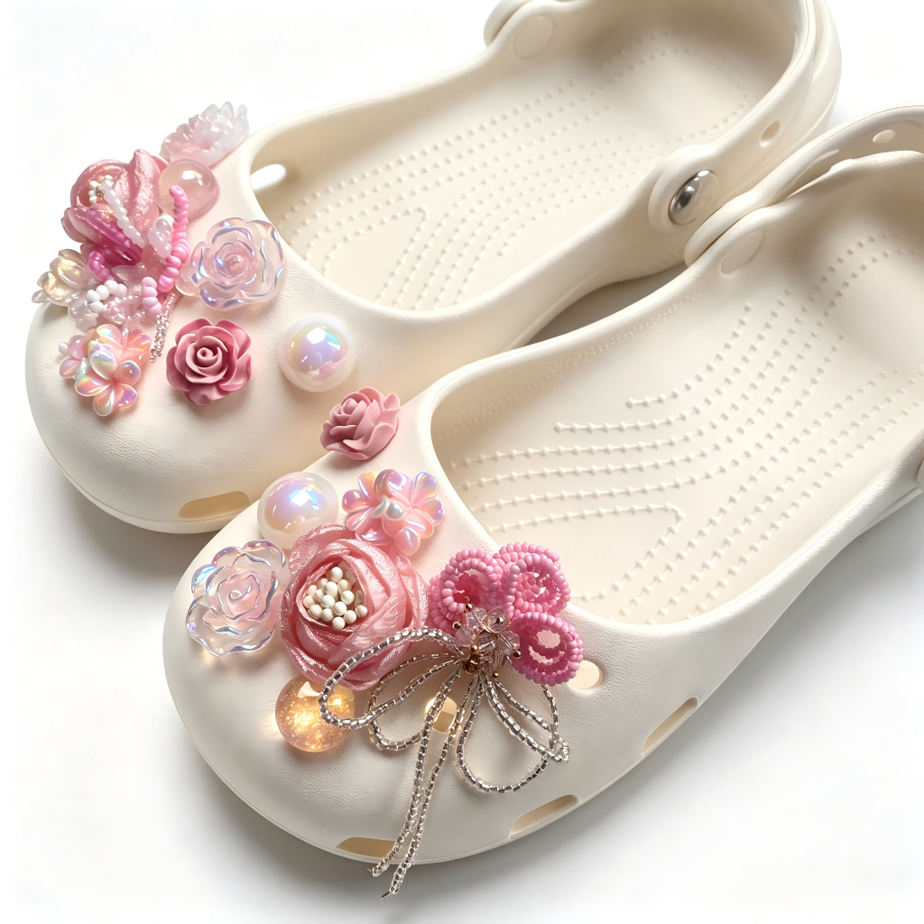 Phụ Nữ Bé Gái Tắc Sandal Giày DIY Quyến Rũ Phong Cách Dễ Thương Hoa Hồng Mặt Dây Chuyền Nút Lỗ Giày Trang Trí Bộ Phụ Kiện Quà Tặng