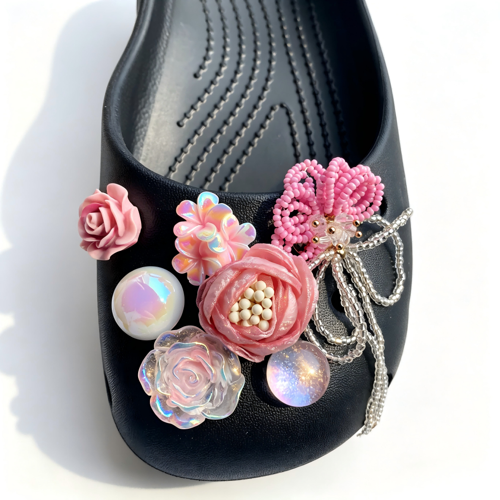 Phụ Nữ Bé Gái Tắc Sandal Giày DIY Quyến Rũ Phong Cách Dễ Thương Hoa Hồng Mặt Dây Chuyền Nút Lỗ Giày Trang Trí Bộ Phụ Kiện Quà Tặng