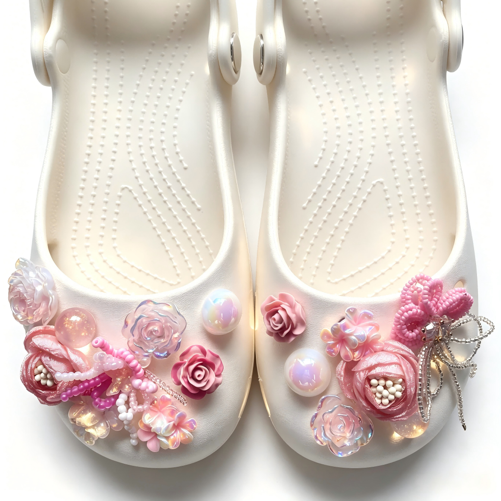 Phụ Nữ Bé Gái Tắc Sandal Giày DIY Quyến Rũ Phong Cách Dễ Thương Hoa Hồng Mặt Dây Chuyền Nút Lỗ Giày Trang Trí Bộ Phụ Kiện Quà Tặng